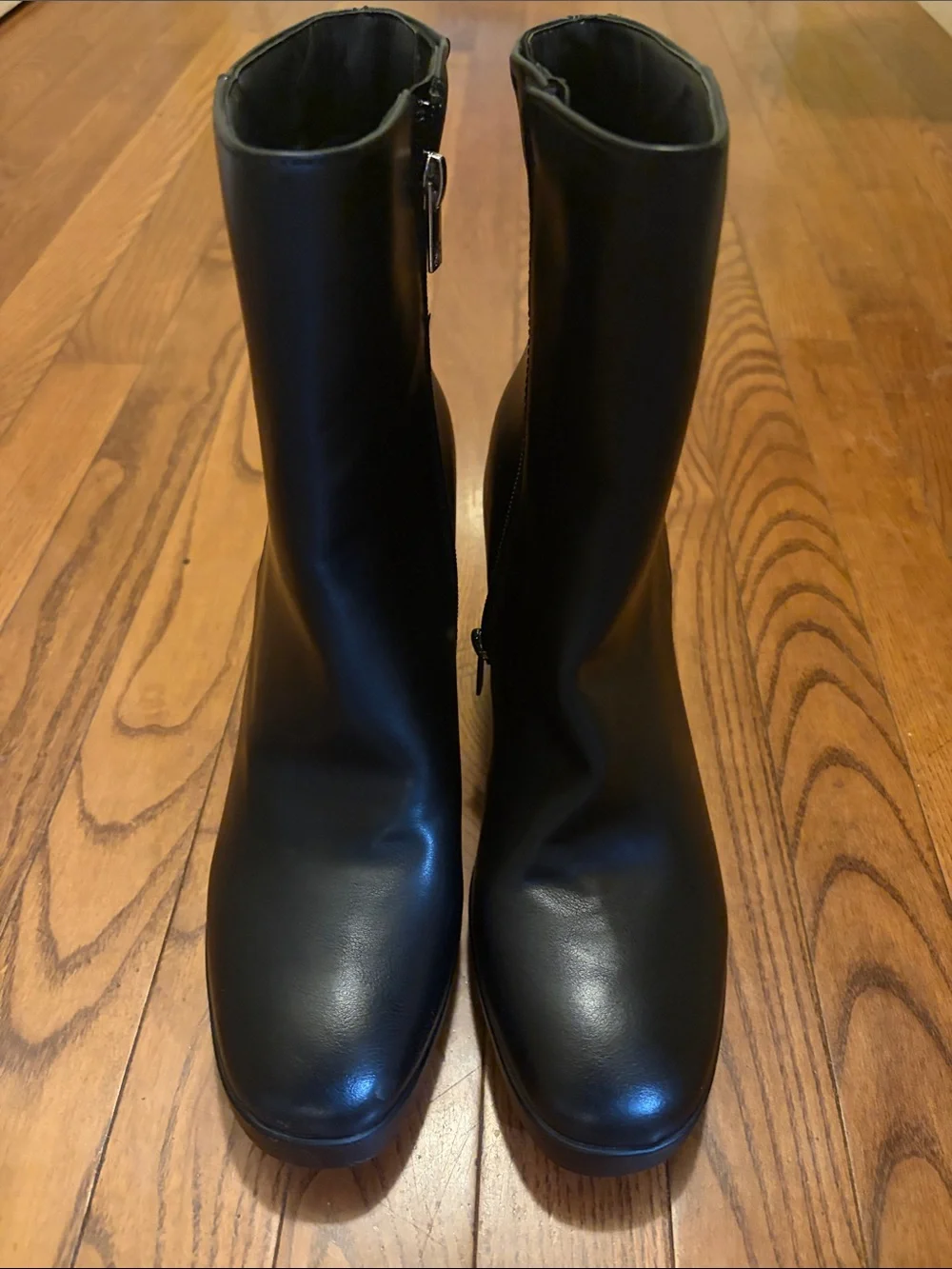 Platform Block Heel Ankle Boots in Black